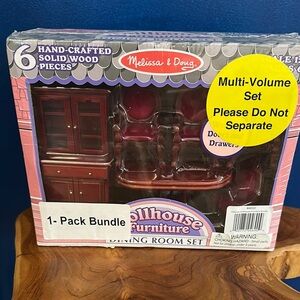New Melissa & Doug Dollhouse Dining Room Furniture Set - Rich Brown